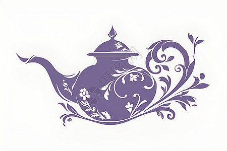 紫色的旧茶壶图片