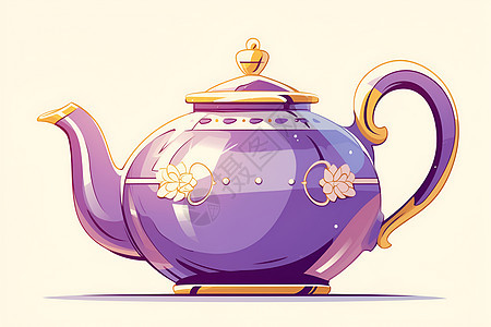 紫色艺术茶壶图片