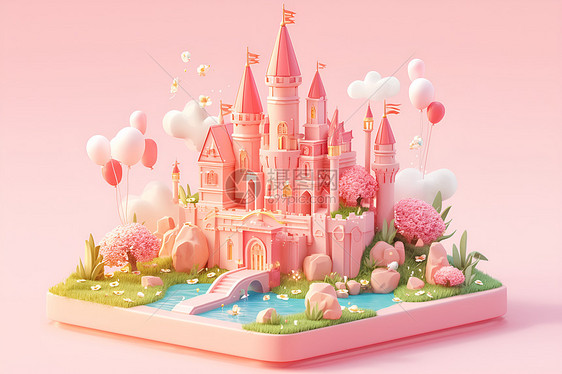 童话粉色粘土城堡图片