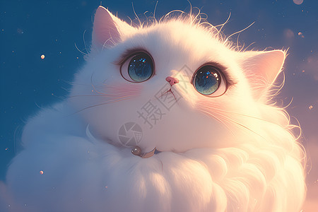 毛茸茸的白色猫咪图片