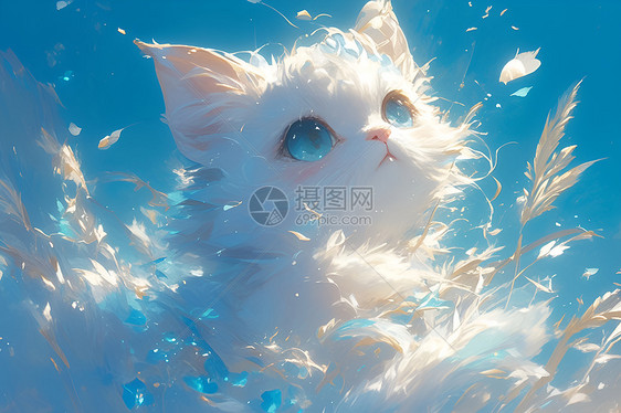 梦幻背景中的猫咪图片