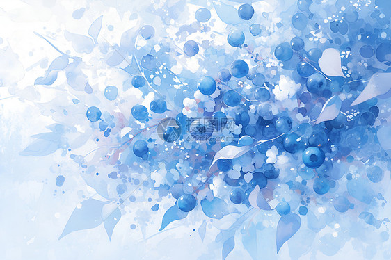 水彩蓝莓插画图片