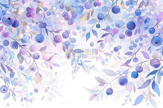 水彩蓝莓背景图片