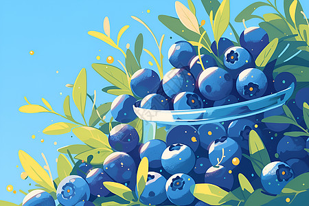 新鲜的蓝莓插画图片