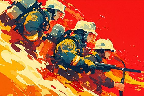 英勇消火的消防员图片