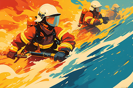 火浪里的消防员图片