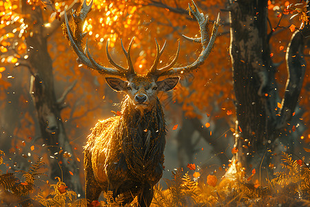 神奇森林中的鹿图片