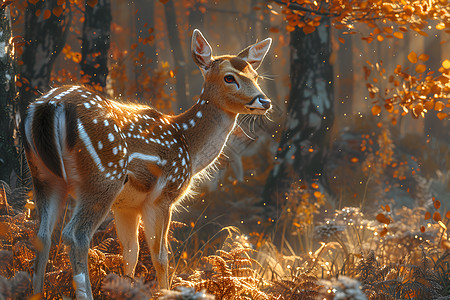 魔幻森林中的鹿图片