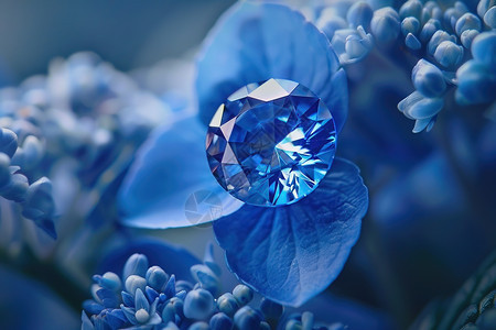 蓝色花朵上的钻石图片