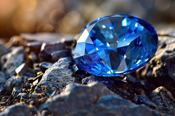 岩石上的蓝色钻石图片