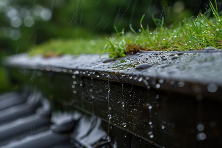 青草上的雨水图片