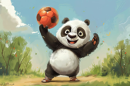 玩足球的熊猫图片