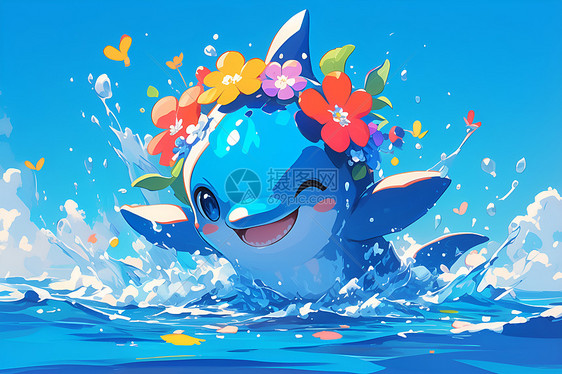 快乐海豚跃入海洋图片