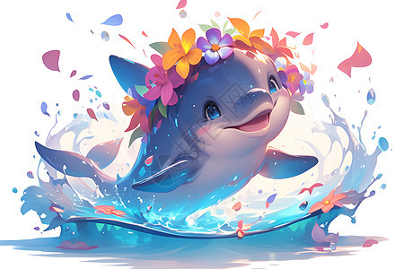 海浪里的花冠海豚图片