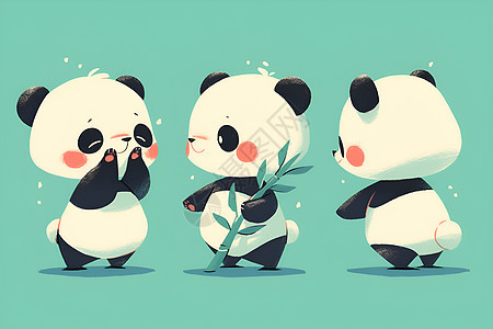 可爱熊猫玩耍图片