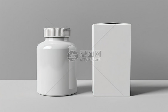白色盒子与药瓶图片