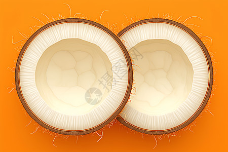 两个各一半的椰子图片