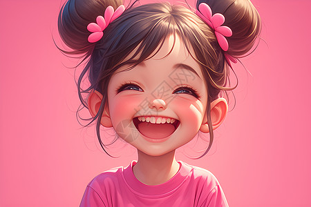 开心大笑的小女孩图片