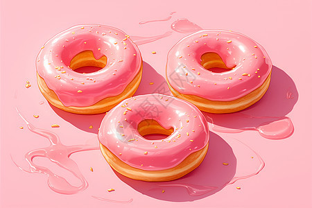 粉色背景中的甜甜圈图片