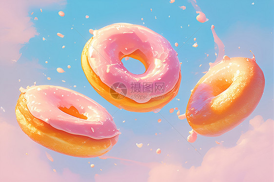粉色的卡通甜甜圈图片