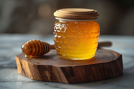 木板上的蜂蜜图片