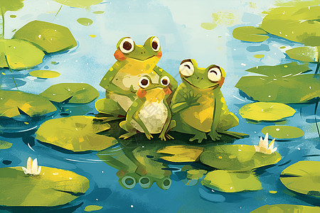 绘画的青蛙插画背景图片