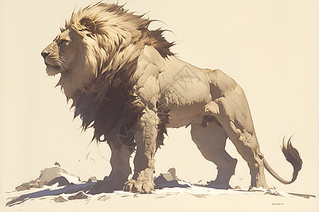 绘画的凶猛狮子图片