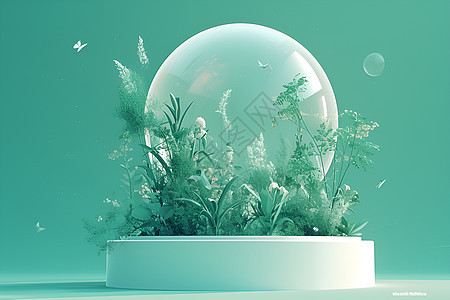 植物空间展台背景图片