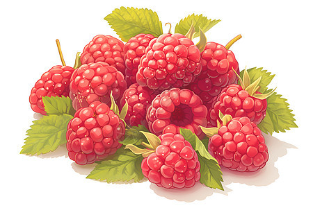 红色的树莓插画图片