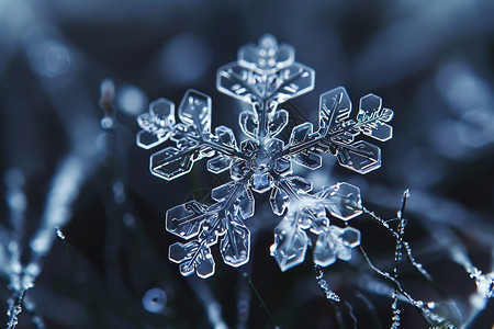 雪花在模糊的背景下（创意合成）图片