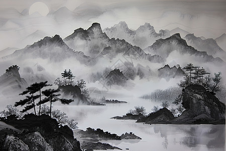 山川水墨画图片