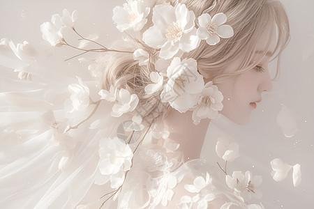 新娘头上的白花图片