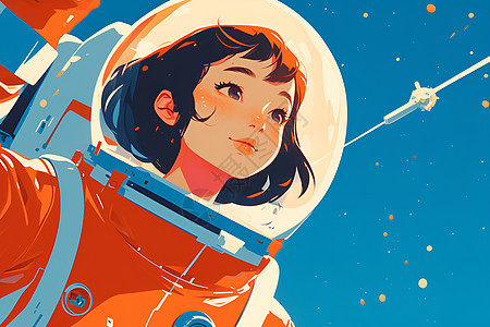 穿着宇航服的少女背景图片