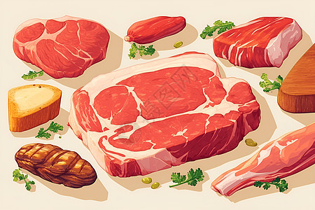 各种新鲜的肉类食材图片