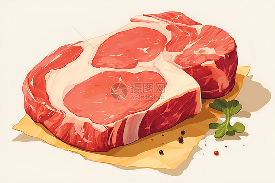 新鲜的生肉插画图片
