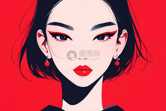 美丽的少女插画图片