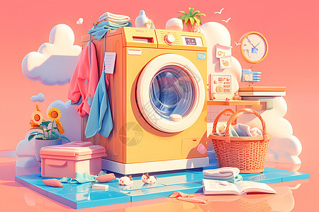 色彩的洗衣机背景图片