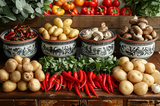 健康的土豆和辣椒图片