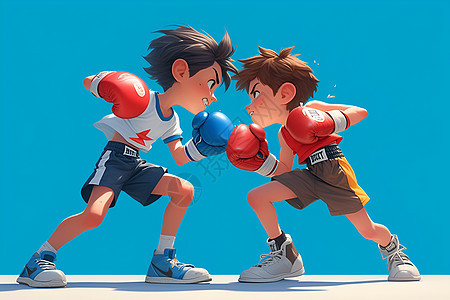 动画风格的拳击比赛图片