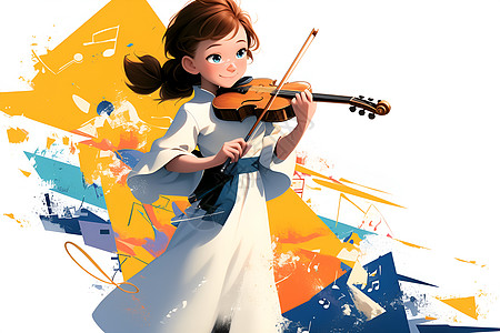 小女孩演奏小提琴图片