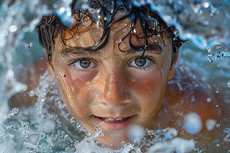 自由自在的水中男孩图片
