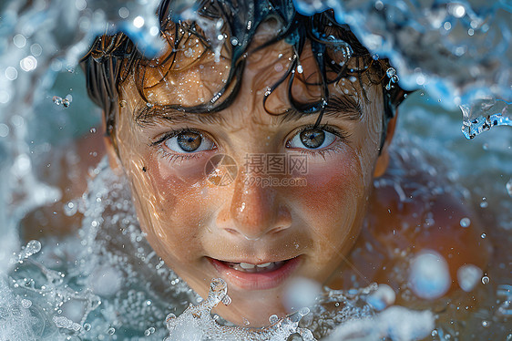 自由自在的水中男孩图片
