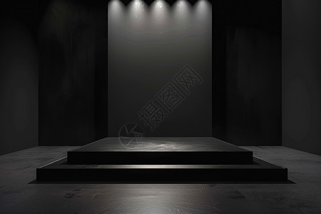 黑色的舞台上有一排射灯图片