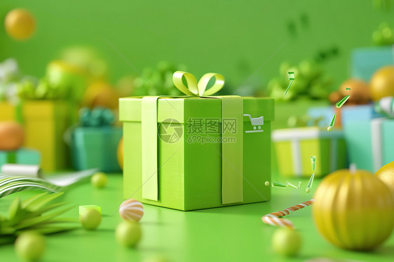 神奇的绿色礼盒图片