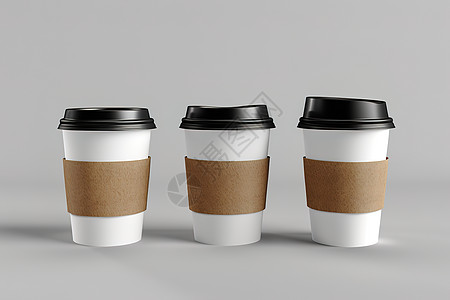 三个带盖咖啡杯子图片