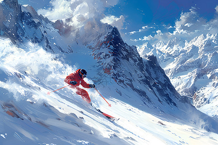 雪地上的滑雪者图片