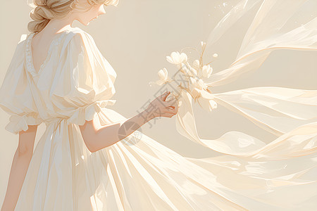美丽的白裙女子图片