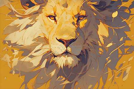 绘画的威武狮子图片