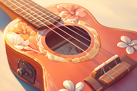 木质花纹吉他图片