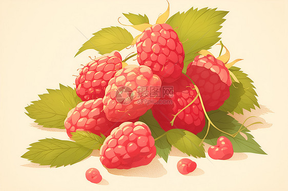 美味的红色树莓图片